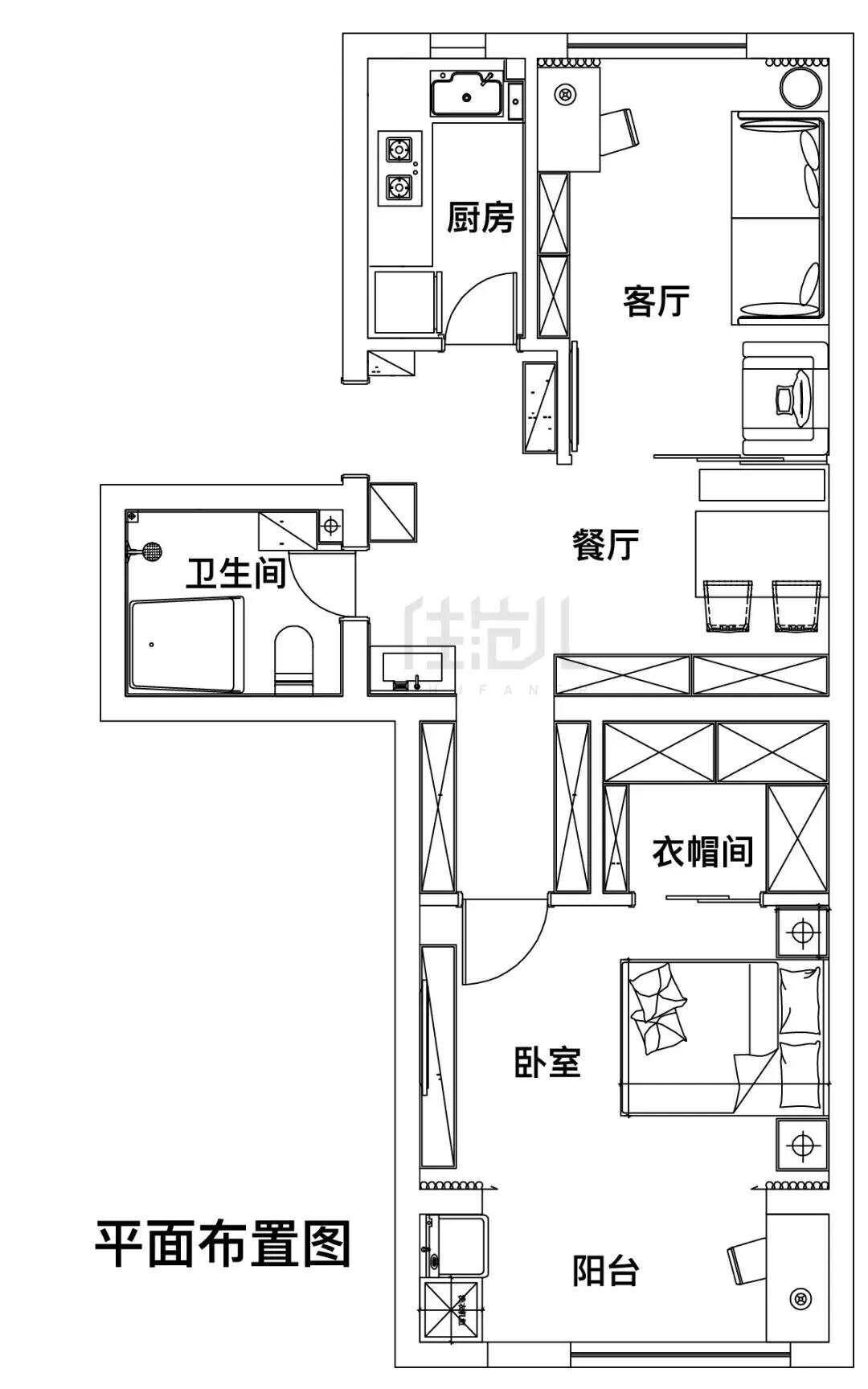 50m²一居室田园-户型