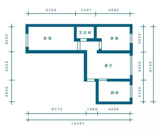 90m²两居室现代简约-户型