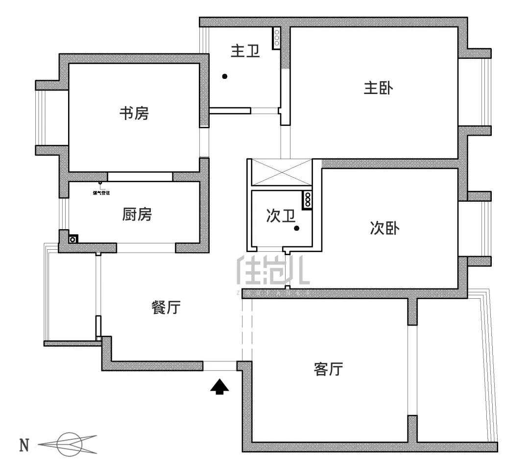 114m²三居室北欧-户型
