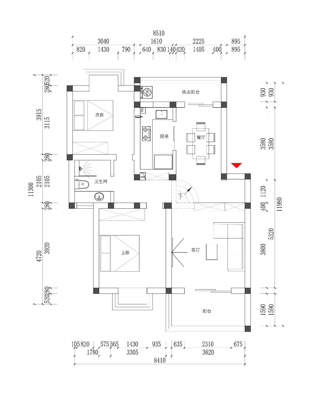 92m²两居室现代简约-户型