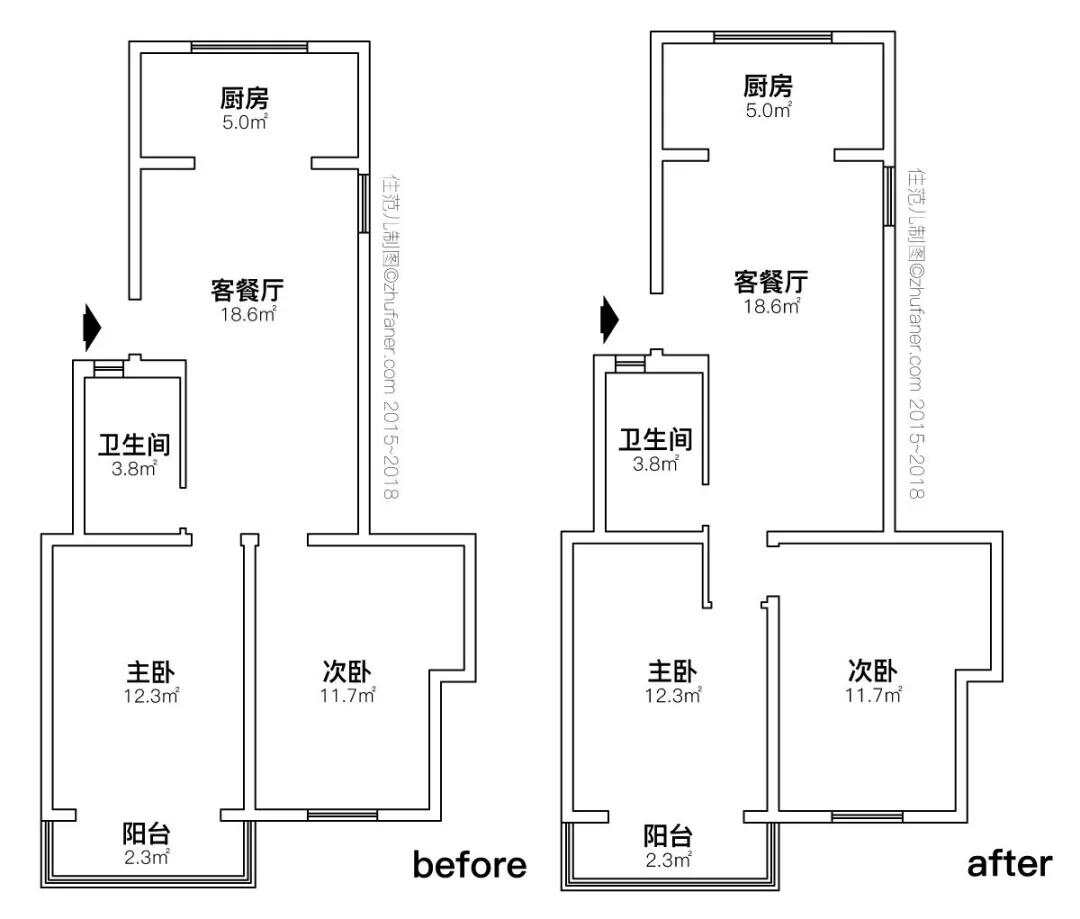 82m²两居室现代简约-户型