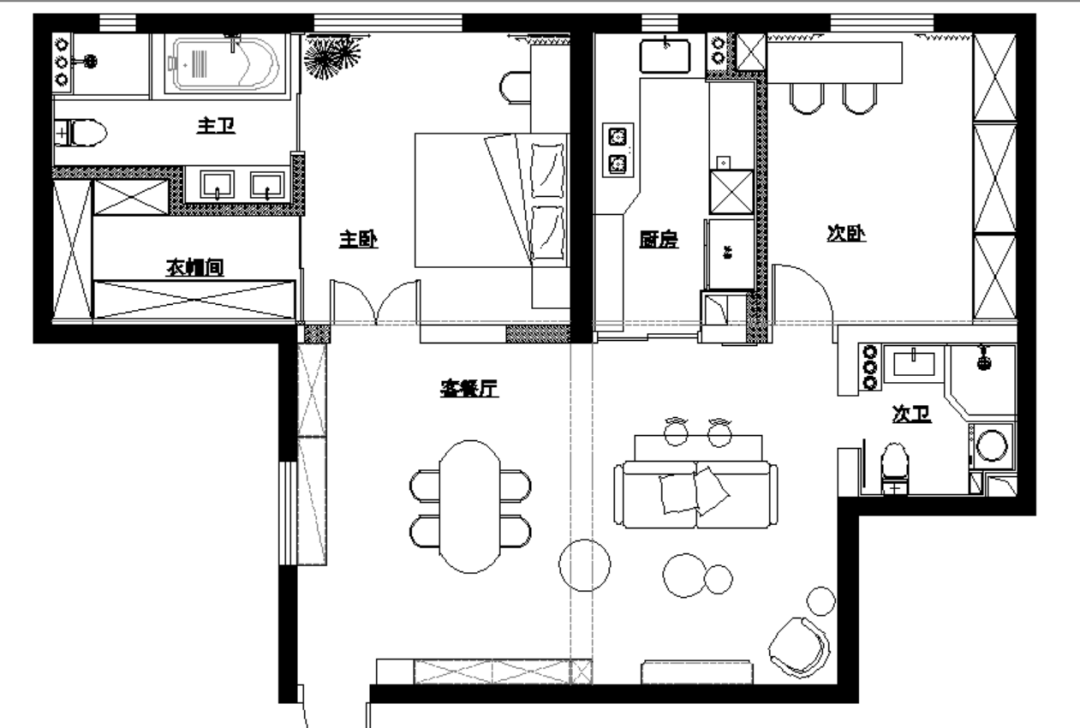 91m²两居室轻奢-户型