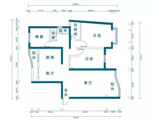 137m²两居室轻奢-户型