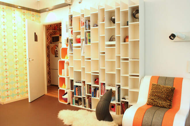 小书房创意多格混搭风博古架隔断设计