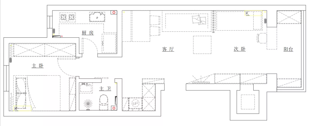 50m²两居室现代简约-户型