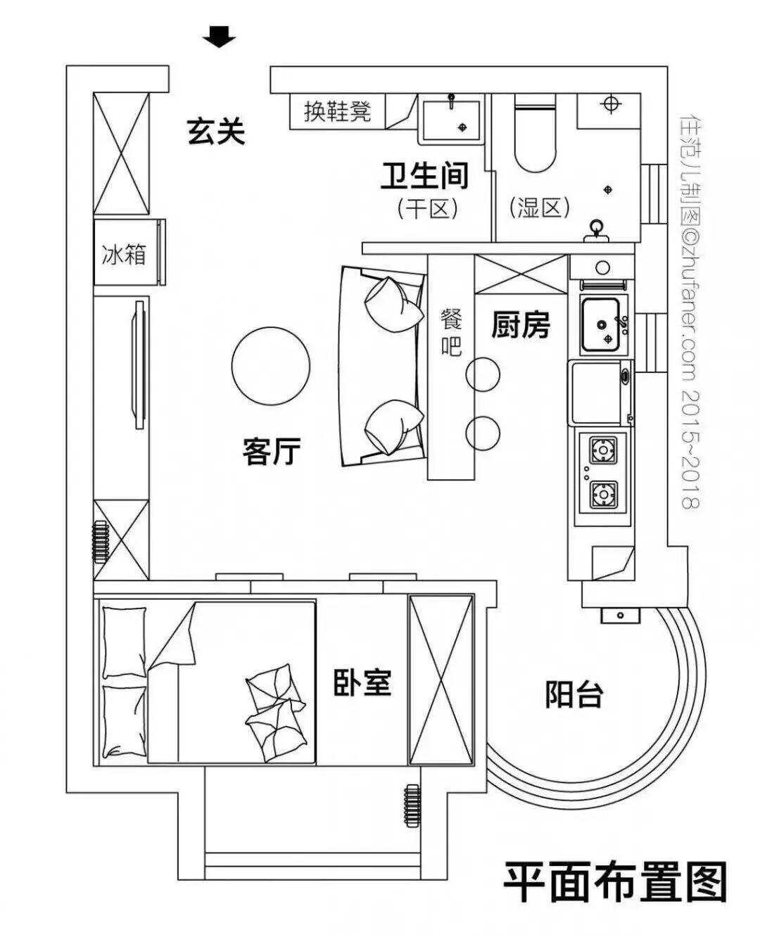 30m²一居室现代简约-户型