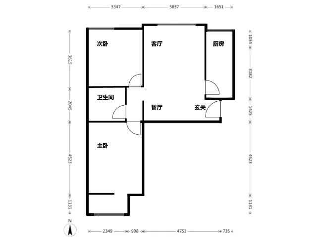70m²两居室现代简约-户型