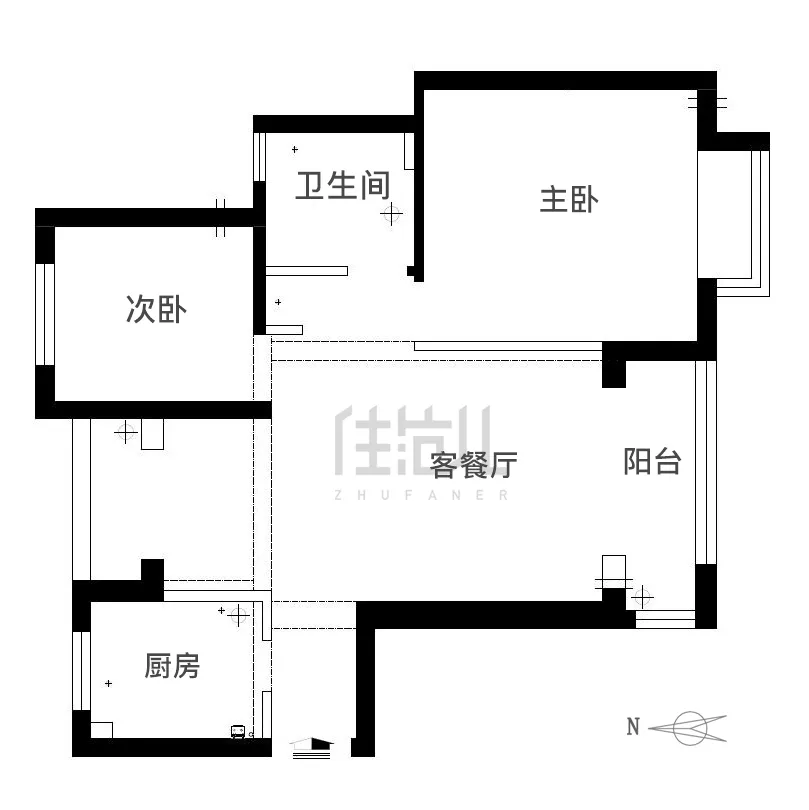81m²两居室现代简约-户型