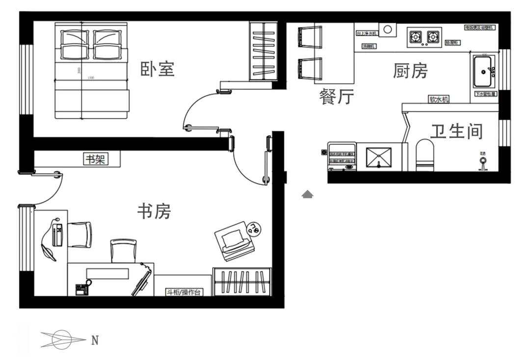 50m²一居室新中式-户型